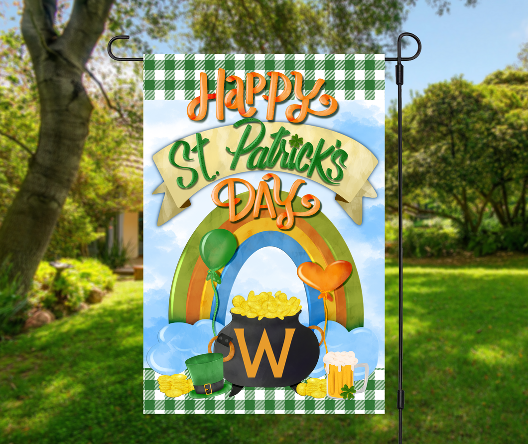 Personalized Rainbow St Patrick's Day Garden Flag