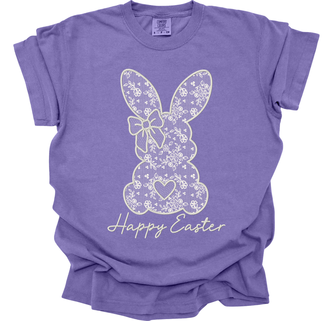 Faux Lace Happy Easter Bunny