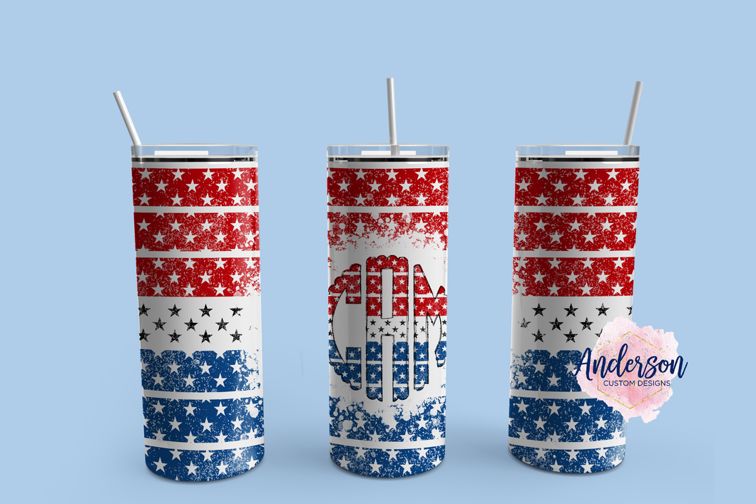 Stars and Stripes Monogram Tumbler